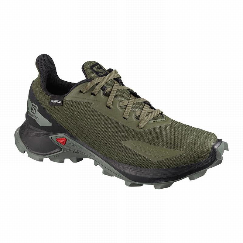 Salomon Singapore Kids Trail Running Shoes - ALPHACROSS BLAST CLIMASALOMON™ WATERPROOF Olive/Black |